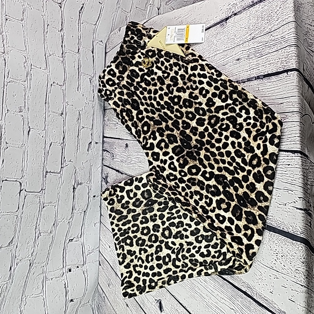NWT MICHAEL KORS WOMEN'S CHEETAH PRINT STRAIGHT LEG PANTS BROWN SIZE SMALL